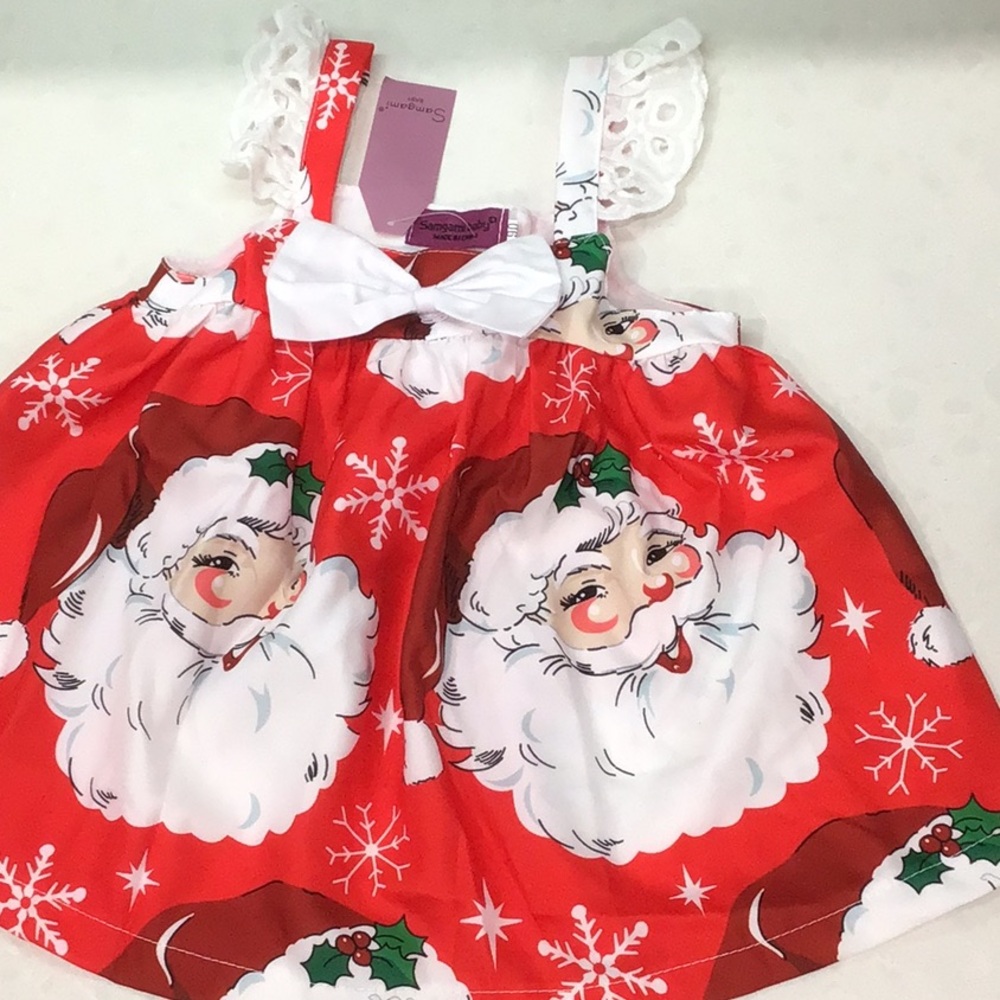 samba I baby Festive Santa Dress with Lace Sleeves